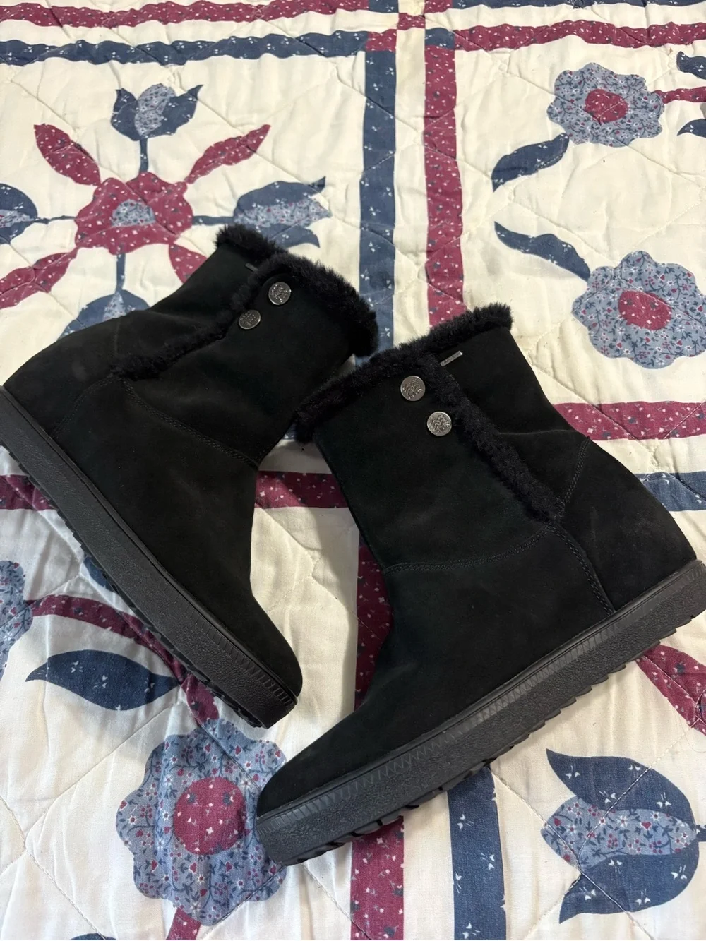 Geox Amphibiox Respira Black Suede Waterproof Faux-Fur Winter Ankle Boots